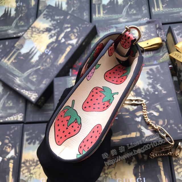 Gucci包 古馳女包 572375草莓全皮 2019新款高端品質迷你鏈條包  gudj1189